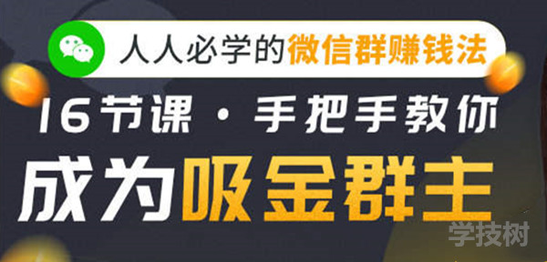 人人必學(xué)的微信群賺錢法，16節(jié)課手把手教你成為吸金群主！-第1張圖片-學(xué)技樹