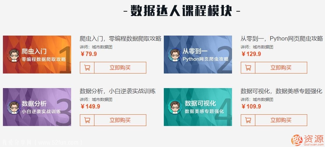 城市數(shù)據(jù)團(tuán)：數(shù)據(jù)達(dá)人培養(yǎng)計(jì)劃-四門Python爬蟲(chóng)課合集_資源網(wǎng)站插圖1