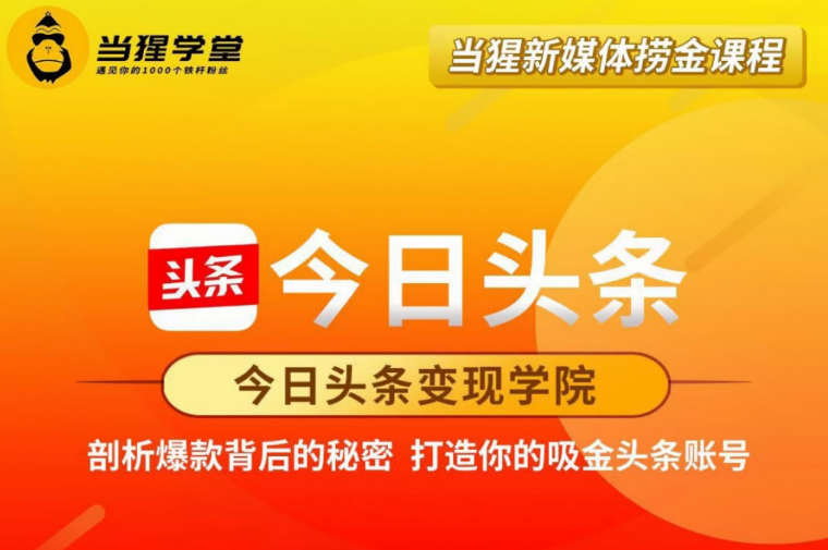 當(dāng)猩學(xué)堂：今日頭條變現(xiàn)學(xué)院·打造你的吸金頭條賬號價(jià)值2298元-百度云網(wǎng)盤視頻教程插圖