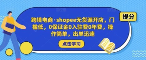 跨境電商?shopee無貨源開店，門檻低，0保證金0入駐費(fèi)0年費(fèi)，操作出單快插圖