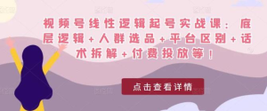 視頻號線性邏輯起號實戰(zhàn)課：底層邏輯+人群選品+平臺區(qū)別+話術(shù)拆解+付費投放等插圖