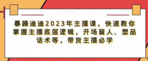 暴躁迪迪2023年主播課，快速教你掌握主播底層邏輯，開場留人塑品話術等，帶貨主播必學百度網(wǎng)盤插圖