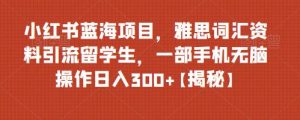 小紅書藍(lán)海項(xiàng)目雅思詞匯資料引流留學(xué)生，0門檻操作日入300百度網(wǎng)盤插圖