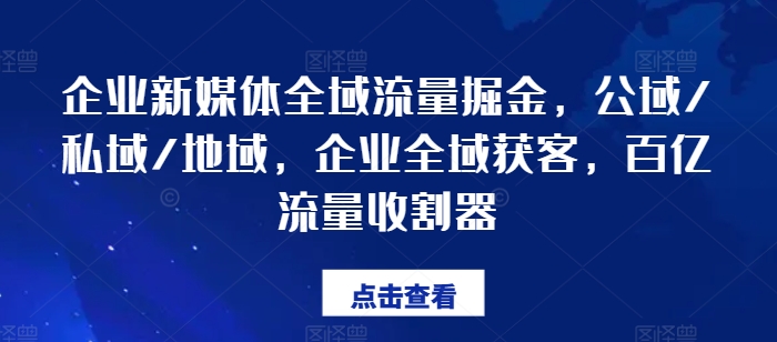 企業(yè)新媒體全域流量掘金，公域/私域/地域，企業(yè)全域獲客，百億流量收割器插圖