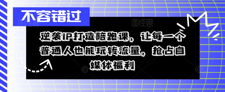 逆襲IP打造陪跑課，從0到1打造IP，精準(zhǔn)定位+高效起號(hào)，搶占自媒體福利插圖