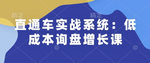 直通車(chē)實(shí)戰(zhàn)系統(tǒng)：低成本詢(xún)盤(pán)增長(zhǎng)課